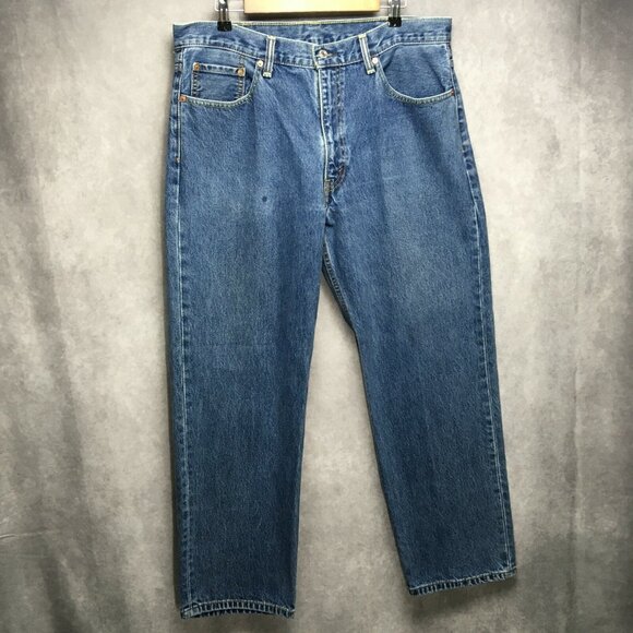 Levis Mens Jeans 550 Relaxed Fit Blue size 38x30 Cotton Denim Zipper Fly - Picture 5 of 10